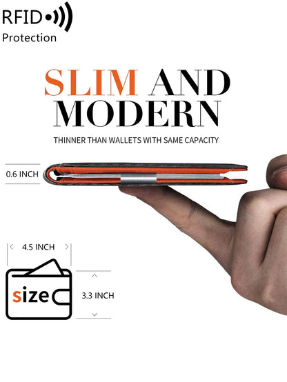 Minimalist and fashionable men's wallet RFID barrier multifunctional ultra-thin 11 card wallet foldable and portable for men's c