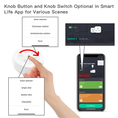 Interruptor de Perilla Inteligente ZigBee Tuya Dimmer Remoto Inalámbrico con Vinculación de Escenarios y Automatización de Luz