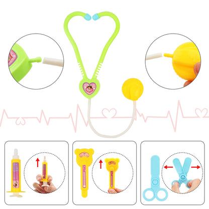 Set de Médico Infantil, Juguete de Juego de Roles con Caja de Medicina Portátil, Estetoscopio e Inyección para Niños y Niñas
