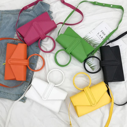 Bolso de Mano para Mujer, Diseño Simple y Elegante, Bolso de Cuero PU de Lujo, Color Sólido, Clutch de Moda