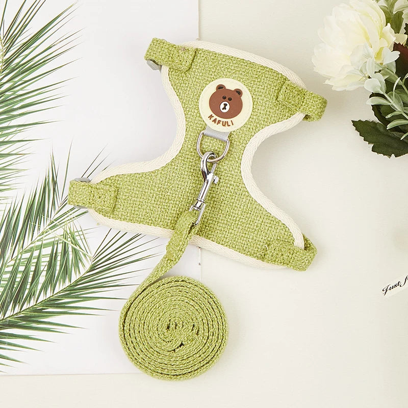 Conjunto de Arnés y Correa para Conejo, Chaleco Acolchado para Mascotas, Accesorios Lindos para Caminar al Aire Libre