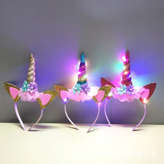 Diadema Unicornio Luminosa Rosa para Niñas | Accesorio Dulce y Único para Fiestas de Halloween