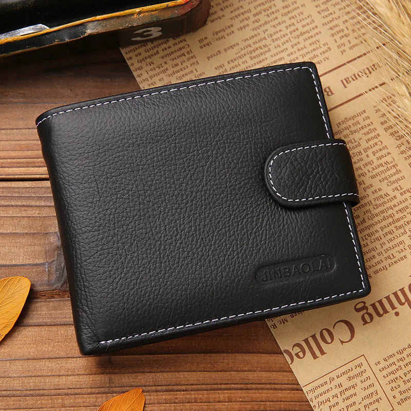 Cartera de Hombre JINBAOLAI en Cuero Genuino, Estilo Vintage con Cremallera, Alta Calidad