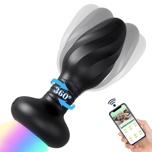 Masajeador Prostático con Control APP – Vibrador Masculino Rotatorio, Plug Anal Inalámbrico con Modos de Vibración para Estímulo Dual