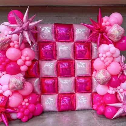25/35 Piezas de Globos Cuadrados de Foil - Fondo Metálico Doble Cara en Oro y Rosa Caliente para Cumpleaños, Baby Showers y Bodas