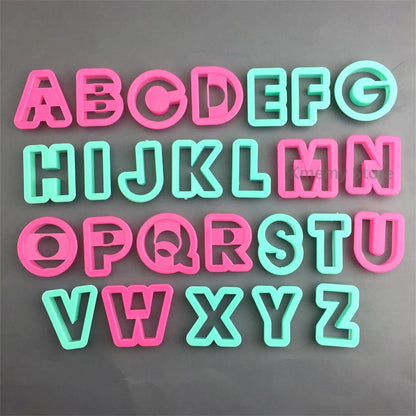 26 Piezas Cortadores de Galletas en Plástico Grande A-Z, Moldes de Letras 3D Presionables para Decoración de Pasteles, Fondant y Galletas DIY