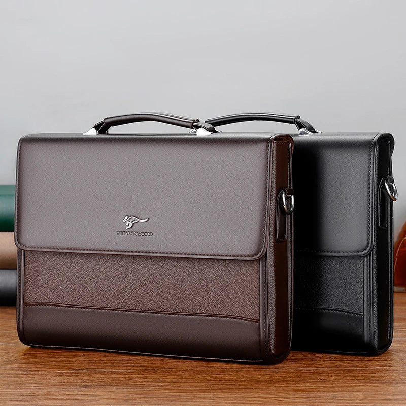 Maletín Ejecutivo de Cuero PU para Hombre - Bolsa de Negocios de Diseño, Bolso Bandolera, Maletín para Documentos y iPad
