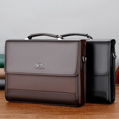 Maletín Ejecutivo de Cuero PU para Hombre - Bolsa de Negocios de Diseño, Bolso Bandolera, Maletín para Documentos y iPad