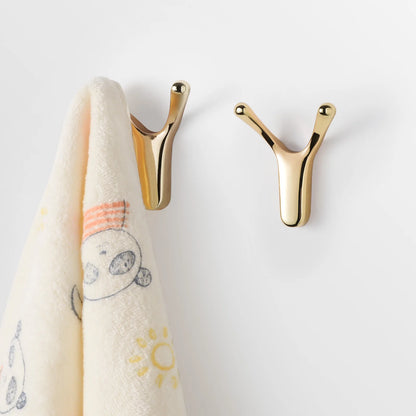 Ganchos de Pared Dorados en Forma de Y, Accesorios de Baño para Toallas, Abrigos y Llaves, Juego de 1/5 Piezas