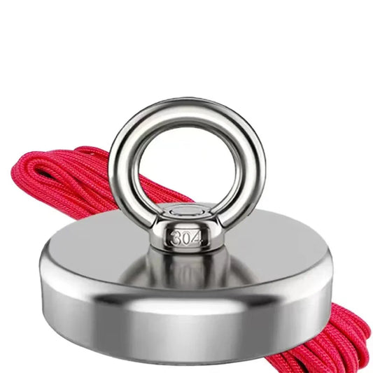 Set de Imanes Súper Fuertes de Neodimio - Kit de Ganchos Magnéticos con Agujero Avellanado y Ojal para Pesca y Rescate
