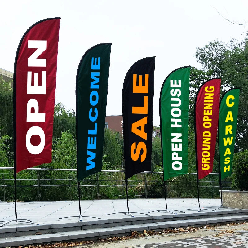 Bandera publicitaria de pluma personalizada con impresión gráfica para promoción, inauguración, eventos al aire libre y decoración publicitaria