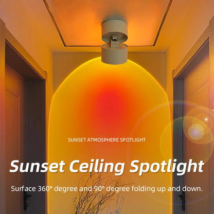 Nueva Lámpara Led de Puesta de Sol, Lámpara de Techo LED Empotrada o Montada en Superficie para Iluminación de Puntos Interiores - Decoración para Sala de Estar, Dormitorio y Pasillo