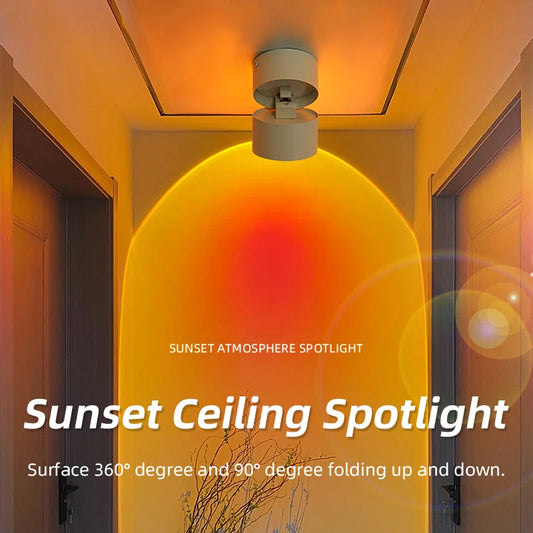 Nueva Lámpara Led de Puesta de Sol, Lámpara de Techo LED Empotrada o Montada en Superficie para Iluminación de Puntos Interiores - Decoración para Sala de Estar, Dormitorio y Pasillo