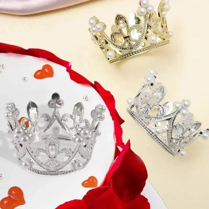 Mini Corona de Decoración para Pasteles - Tiara de Perlas para Cumpleaños y Bodas (20/1 Pcs)