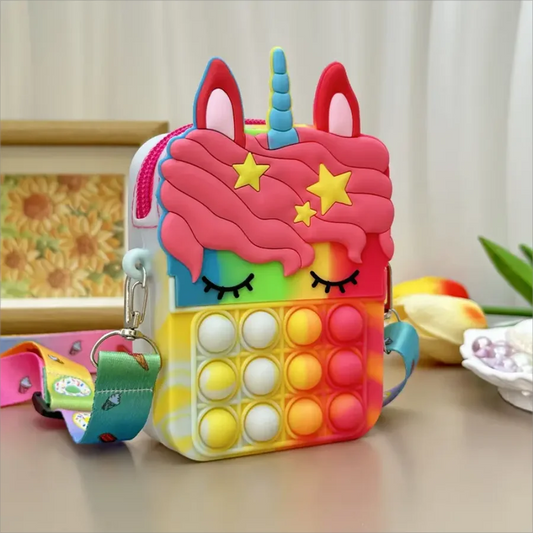 Monedero de Silicona para Niñas – Bolso Mensajero de Animalito para Niños, Monedero Antiestrés Pop Fidget