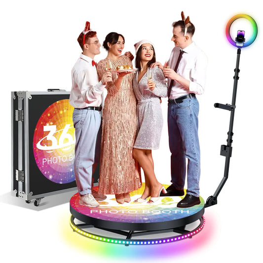Cabina Fotográfica Rotativa 360° de 100 cm con Estuche de Transporte - Plataforma de Video 360° para Eventos y Fiestas