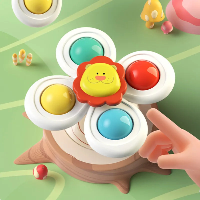 3PCS Juguetes de Baño con Ventosa para Bebés - Juguetes Educativos Divertidos con Sonido y Rotación para Niños, Juego Sensorial y Antiestrés