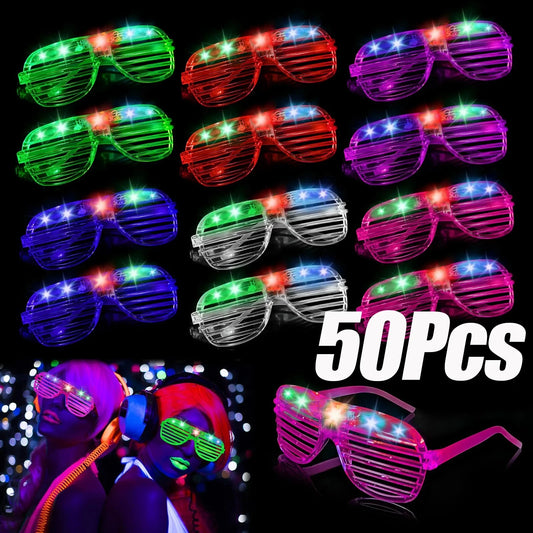 Gafas LED Brillantes que Brillan en la Oscuridad - Múltiples Colores Neon para Fiestas y Celebraciones