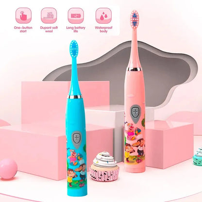 Cepillo de Dientes Eléctrico para Niños Sonic Colorido y Divertido | Recargable por USB, Cabezal Suave y Automático, Impermeable IPX7