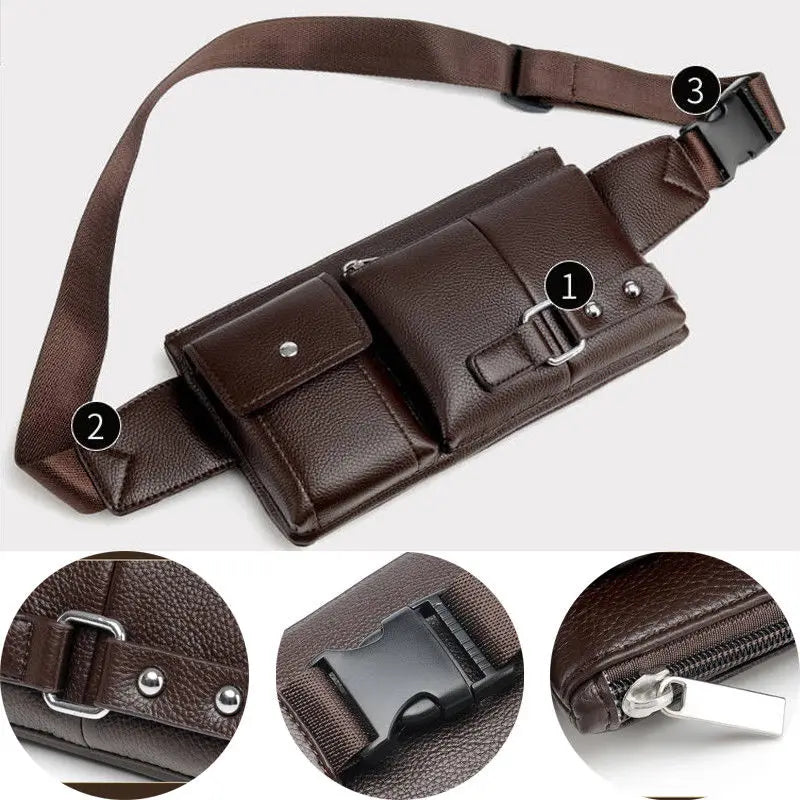 Bolso de Cintura Multifuncional para Hombre y Mujer - Fanny Pack de Cuero PU, Correa Ajustable, Bolsa de Hombro Casual para Actividades al Aire Libre