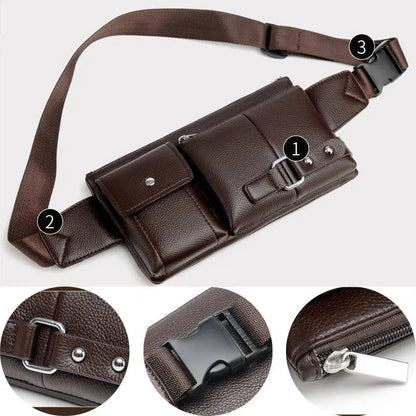 Bolso de Cintura Multifuncional para Hombre y Mujer - Fanny Pack de Cuero PU, Correa Ajustable, Bolsa de Hombro Casual para Actividades al Aire Libre