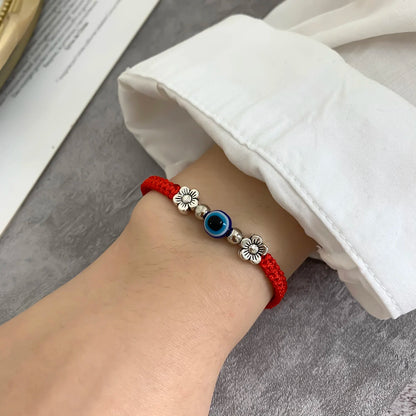 Pulsera de Protección Turca con Ojo de Demonio – Pulsera de la Suerte para Hombre y Mujer, Tejida a Mano en Rojo, Negro y Azul