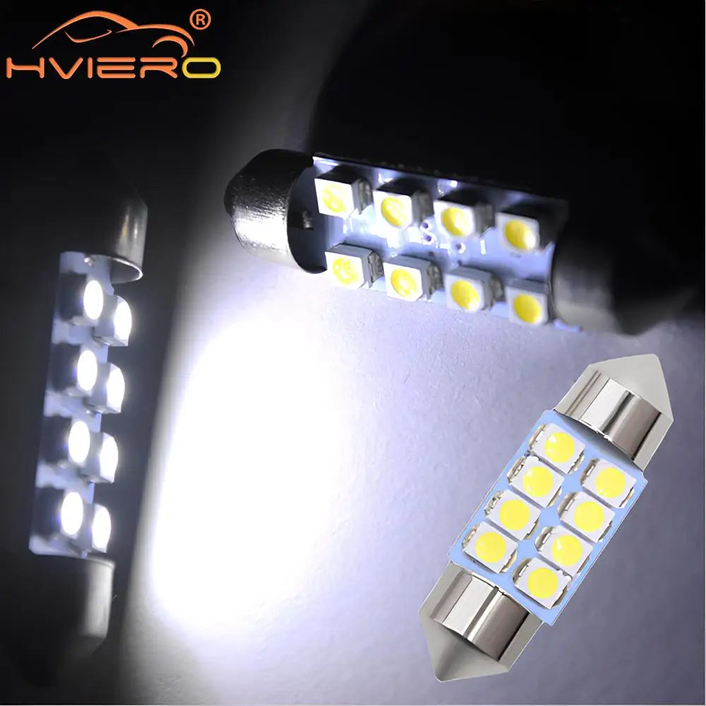5 Pcs Luces LED T10 3528 1210 Blancas 8SMD para Coche, Bombillas Domos de 31mm 39mm 41mm, Iluminación Interior y Trunk DC 12V