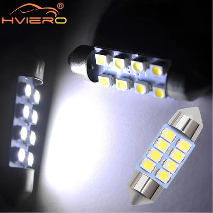5 Pcs Luces LED T10 3528 1210 Blancas 8SMD para Coche, Bombillas Domos de 31mm 39mm 41mm, Iluminación Interior y Trunk DC 12V