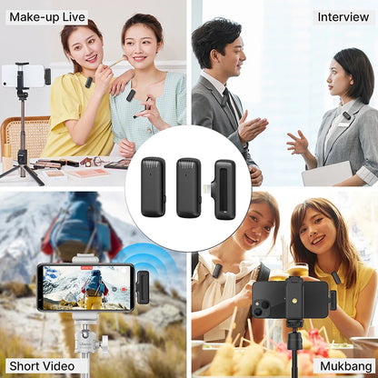 Sistema de Micrófono Inalámbrico Ulanzi J12 para Grabación de Audio y Video, Micrófono Mini Lavalier para iPhone, Android y Transmisiones en Vivo