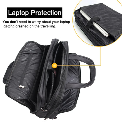 Maletín de Gran Capacidad para Hombre – Bolsa de Negocios para Laptop de 15.6", 17" y 19", Bolsa de Hombro de Lona con Compartimentos de Organización