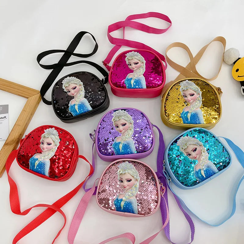 Bolso Infantil de Hombro Frozen - Diseño de Princesa Elsa con Lentejuelas, Ideal para Niñas de 2 a 8 Años