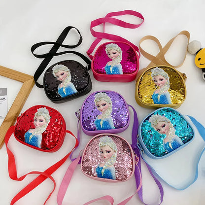 Bolso Infantil de Hombro Frozen - Diseño de Princesa Elsa con Lentejuelas, Ideal para Niñas de 2 a 8 Años