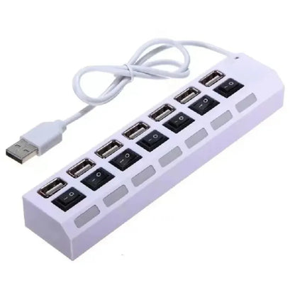 USB de 7 Puertos con Interruptores Independientes | Divisor de Datos One-to-Seven para Laptop y Computadora