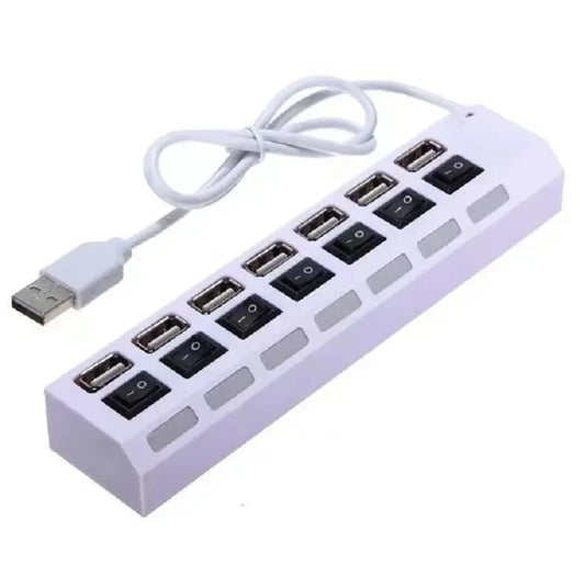 USB de 7 Puertos con Interruptores Independientes | Divisor de Datos One-to-Seven para Laptop y Computadora