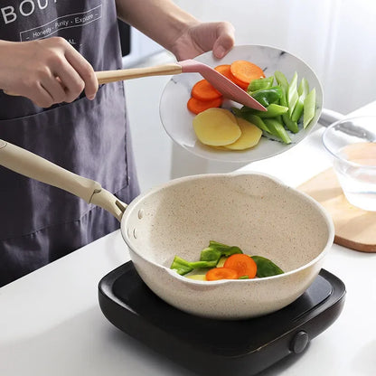 Sartén profunda antiadherente de piedra Maifan duradera, ollas de cocina para panqueques, bistec para el hogar, sartén, cacerola, utensilios de cocina, sartén Wok
