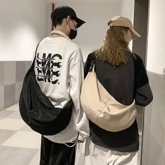 Bolsa Crossbody Unisex de Gran Capacidad, Estilo Harajuku Japonés, Impermeable, con Cierre de Cremallera para Viajes y Uso Diario