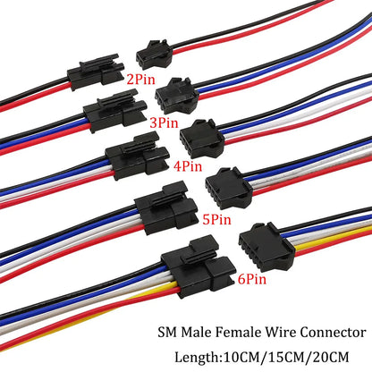 Conectores LED SM JST de 2/3/4/5/6 Pines, Cable Adaptador para Tirar LED, 5 Pares (10 Piezas) Conector Macho y Hembra