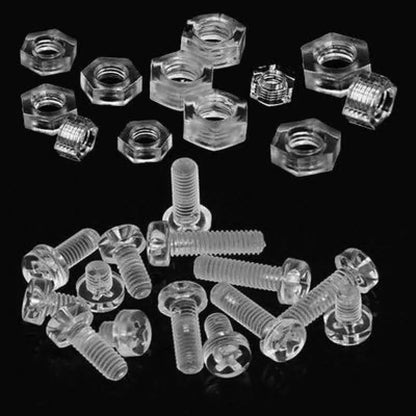 Juego de Tornillos y Tuercas Phillips M3-M6, Acrílico Transparente, 50 Juegos de Nailon