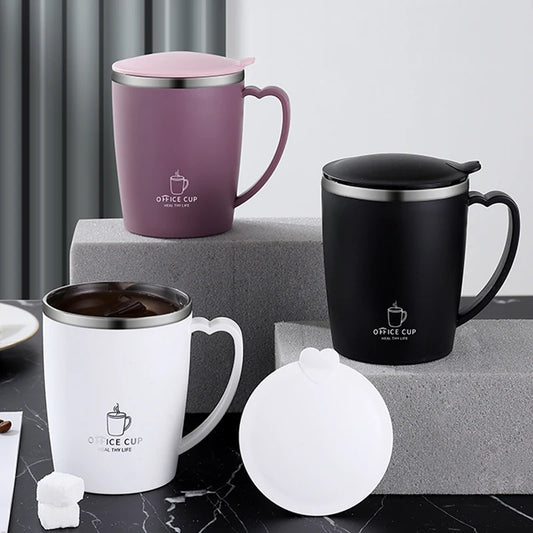 Taza Térmica de Acero Inoxidable 350ml con Asa - Taza de Café con Aislamiento al Vacío y Tapa Hermética