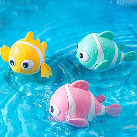 Juguete de Baño para Bebés, Pez Payaso Flotante con Cuerda, Juguete de Natación para Bañera, Regalo para Niños y Niñas