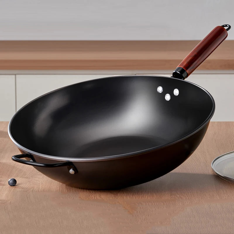 GIANXI sartén de hierro hecha a mano de alta calidad sin recubrimiento, ollas de cocina para el hogar, sartén antiadherente, Wok de salud