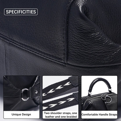 Bolso de Hombro Zency | Piel Genuina 100% | Diseño Elegante Blanco y Negro