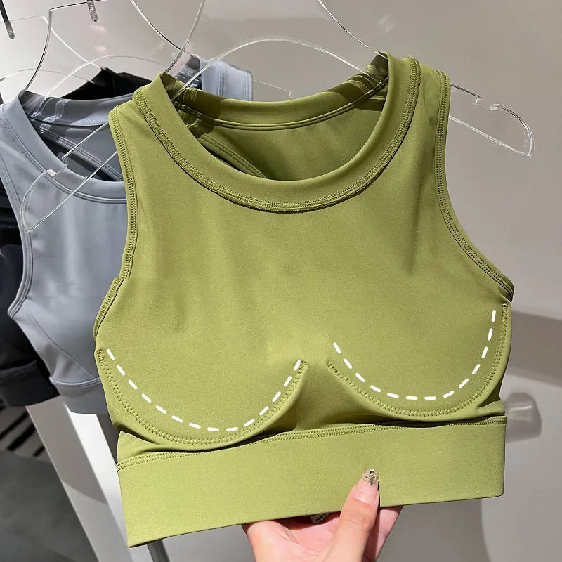 Lycar-Sujetador deportivo de tela para mujer, ropa interior deportiva con espalda hueca, mallas de entrenamiento