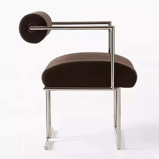 Silla de comedor de diseño minimalista para sala de estar, sillón moderno y simple de acero inoxidable, respaldo creativo para el hogar, silla medieval de ocio