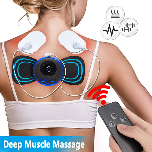 Masajeador de Cuello con Estimulador Muscular EMS - Almohadillas de Masaje de Pulso de Baja Frecuencia para Alivio del Dolor y Relajación