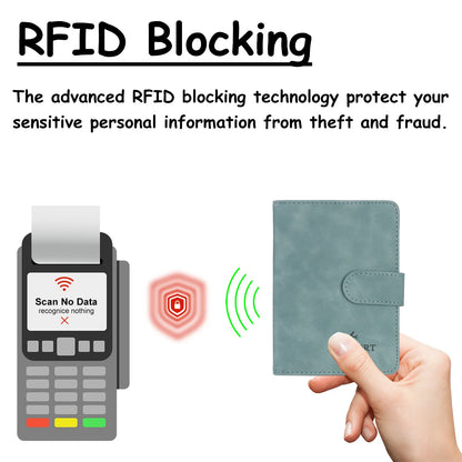Funda para pasaporte con bloqueo RFID, billetera de cuero, accesorios de viaje para hombres y mujeres