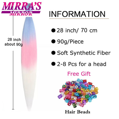 Extensiones de cabello trenzado sintético Rosa Jumbo, 28 pulgadas, amarillo, azul, verde, naranja, rojo, morado
