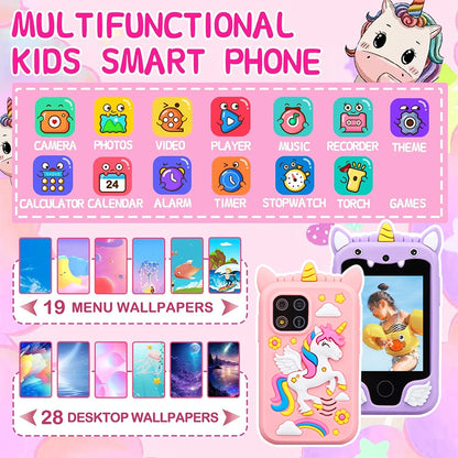 Teléfono Inteligente Infantil Musical con Pantalla Táctil, Unicornio de Juguete Educativo para Niñas y Niños, Regalo de Cumpleaños y Navidad