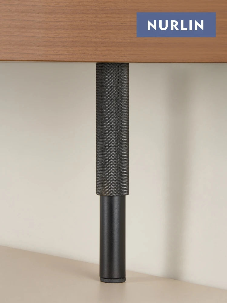 Pies de Gabinete Ajustables Nurlin – Diseño de Corte de Diamante Moleteado en Latón, Patas de Mueble Firmemente Apoyadas en Negro y Oro