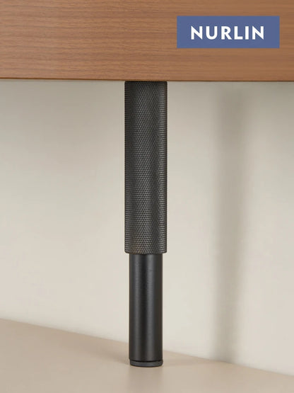 Pies de Gabinete Ajustables Nurlin – Diseño de Corte de Diamante Moleteado en Latón, Patas de Mueble Firmemente Apoyadas en Negro y Oro